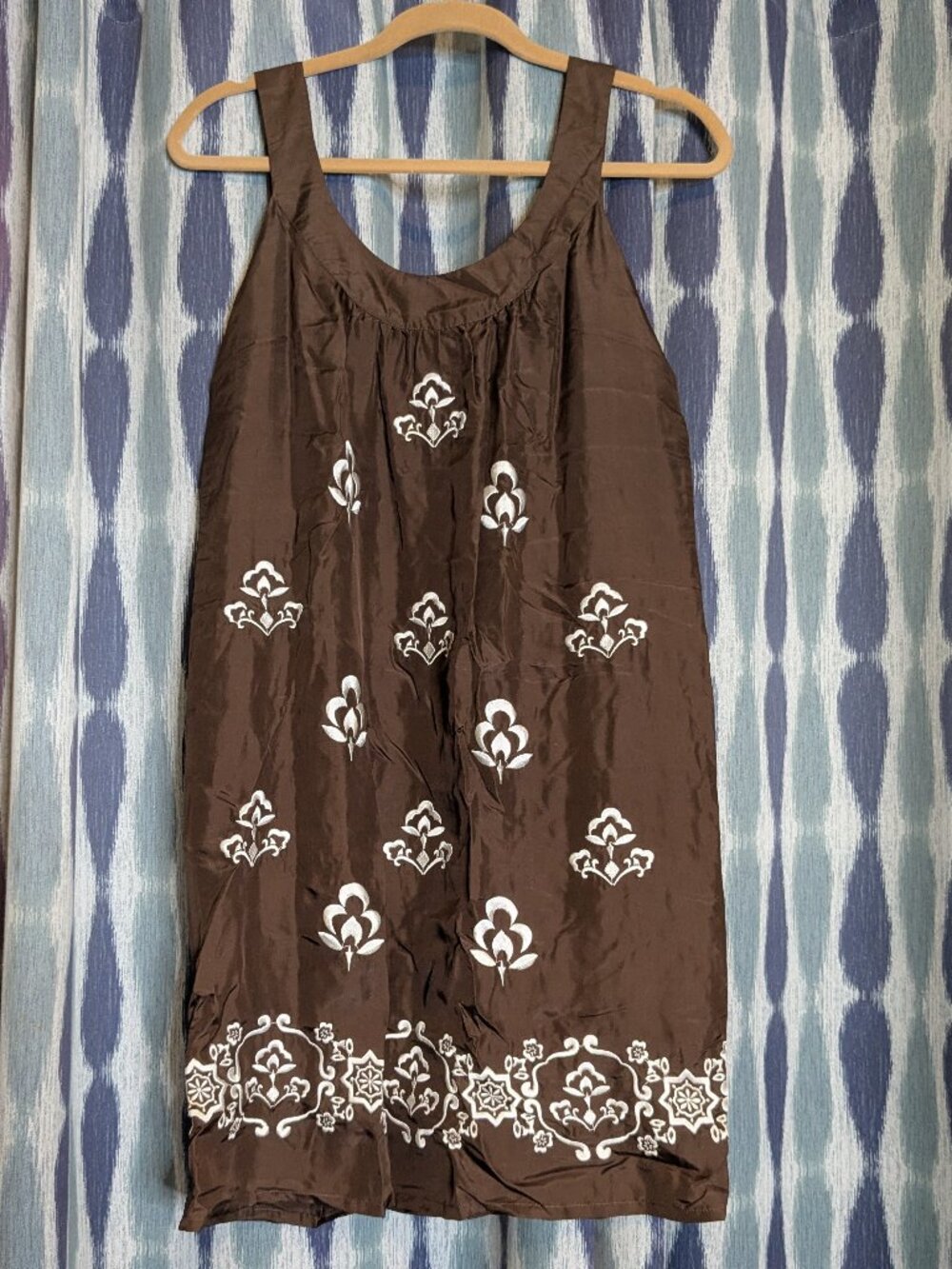 Karen Kane 100% Silk Embroidered Tunic Dress NWT Brown Size S